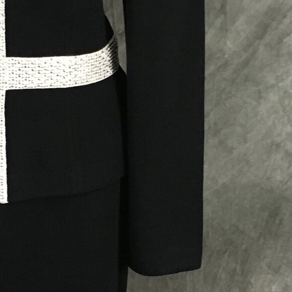 BEAUTIFUL St John evening knit black white rhinestones embellished skirt suit 8 - Picture 7 of 11